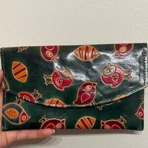 Source Unknown Green Owl Patterned Wallet